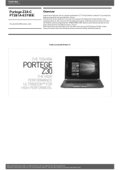 Toshiba Portege Z30 PT261A-03Y00E Detailed Specs for Portege Z30 PT261A-03Y00E AU/NZ; English