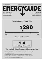 Frigidaire FHWC282WB2 Energy Guide