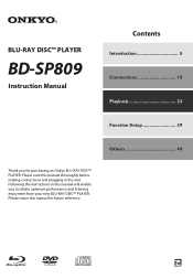 Onkyo BD-SP809 Owner Manual