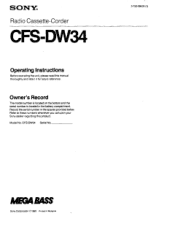 Sony CFS-DW34 Users Guide