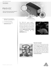 Behringer PSU12-CCC Product Information Document