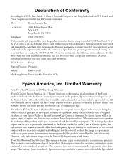 Epson PowerLite 822p Warranty Statement