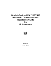 HP LC2000r Hewlett-Packard VA 7100/7400 Microsoft Cluster Services Installation Guide for HP Netservers