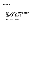 Sony PCG-R505GL Quick Start Guide