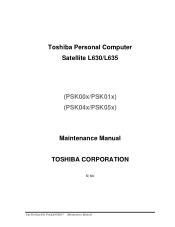 Toshiba Satellite Pro L630 Maintenance Manual