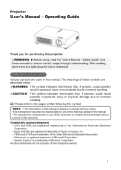 Hitachi CP-RX60 User Manual
