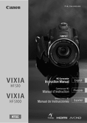 Canon VIXIA HFS10 [3568B001AA]  8GB SD VIXIA HF S10 / HF S100 Manual