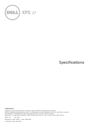 Dell XPS One 2720 XPS 27 2720 Specifications (Accessibility Compliant)