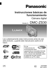 Panasonic DMC-ZS30K DMC-ZS30W Owner's Manual (Spanish - Basic)