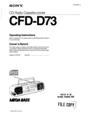 Sony CFD-D73 Operation Guide