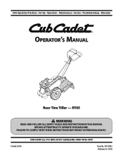 Cub Cadet RT 65 H Rear-Tine Garden Tiller Operation Manual