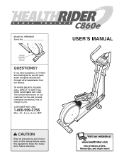 HealthRider Crosstrainer C860e Elliptical English Manual