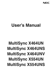 NEC X464UNS User's Manual