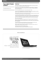 Toshiba W50 PT640A-0DW007 Detailed Specs for Tecra W50 PT640A-0DW007 AU/NZ; English