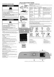 Maytag MGD6200KW Quick Reference Sheet