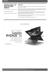 Toshiba Satellite Radius 14 PSLZAA-00M00G Detailed Specs for Satellite Radius 14 PSLZAA-00M00G AU/NZ; English