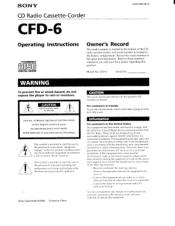 Sony CFD-6 Operating Instructions