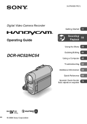 Sony DCR-HC52 Operating Guide
