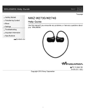 Sony NWZ-W274S Help Guide (Printable PDF)