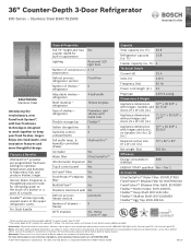 Bosch B36CT81SNS Product Spec Sheet