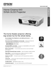 Epson PowerLite Home Cinema 640 Product Specifications