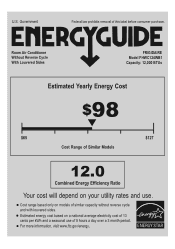 Frigidaire FHWC124WB1 Energy Guide