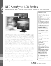 NEC ASLCD7V AccuSync LCD Series Specification Brochure