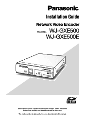 Panasonic WJ-GXE500 Installation Guide