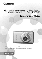 Canon SD940 PowerShot SD940 IS / DIGITAL IXUS 120 IS Camera User Guide