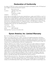 Epson PowerLite 822 Warranty Statement