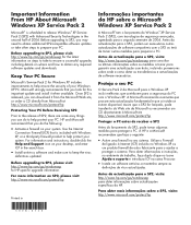 HP Presario SR1100 Important Information From HP About Microsoft Windows XP Service Pack 2
