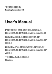 Toshiba Portege R30 User Guide