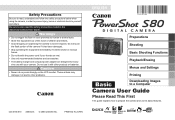 Canon PowerShot S80 PowerShot S80 Camera User Guide Basic