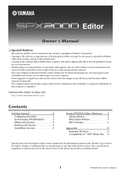 Yamaha SPX2000 SPX2000 Editor Owners Manual