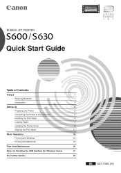 Canon S630 Network S630 Quick Start Guide
