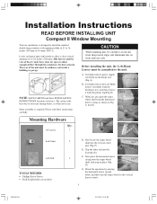 Frigidaire GAC122P1A Installation Instructions
