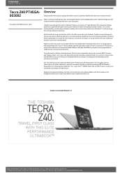 Toshiba Tecra Z40 PT45GA Detailed Specs for Tecra Z40 PT45GA-003002 AU/NZ; English