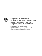 HP Spectre 13-4000 Spectre x360 Convertible PC model numbers 13-4000 through 4099 and 13-4100 through 4199 and Spectre Pro x360 Convertible PC Main
