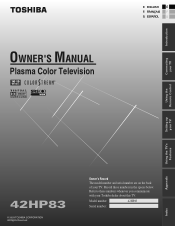 Toshiba 42HP83P Owner's Manual - English