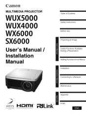 Canon REALiS WX6000 D Pro AV User Manual