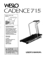 Weslo Cadence 715 Treadmill Uk Manual