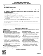 Maytag MGD8230 Quick Reference Manual