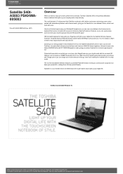 Toshiba S40 PSKHWA-005003 Detailed Specs for Satellite S40 PSKHWA-005003 AU/NZ; English