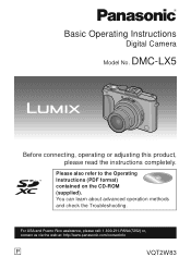 Panasonic DMCLX5 DMCLX5 User Guide