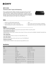 Sony BDP-S1200 Marketing Specifications