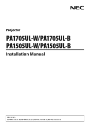 NEC NP-PA1705UL-B Installation Manual