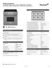 Thermador PRD366WHU Product Spec Sheet