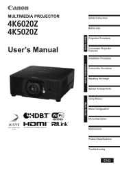 Canon REALiS LCOS 4K5020Z 4K6020Z 4K5020Z Users Manual