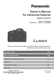 Panasonic Lumix DC-FZ80 Basic Camera User Guide Instruction Manual 