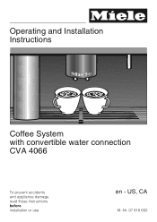Miele CVA 4066 Operating and Installation manual